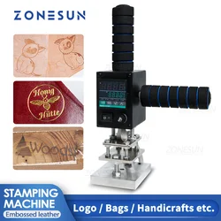 ZONESUN Protable Hot Foil Stamping Machine Custom LOGO Stamping Mold DIY Leather Trademark Plastics Tires Bronzing Machine