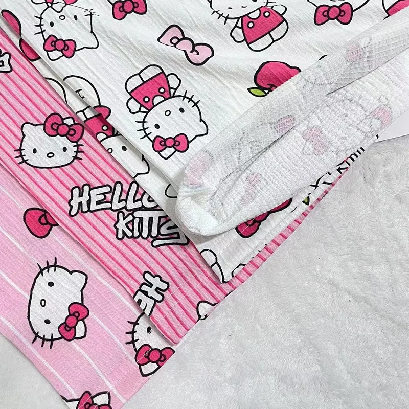 Sanrio Hello Kitty Pink Pajamas Pants Men\'s Women\'s Summer Loose Family Slacks Cute Y2K Girls Straight-Leg Pants Casual Pants