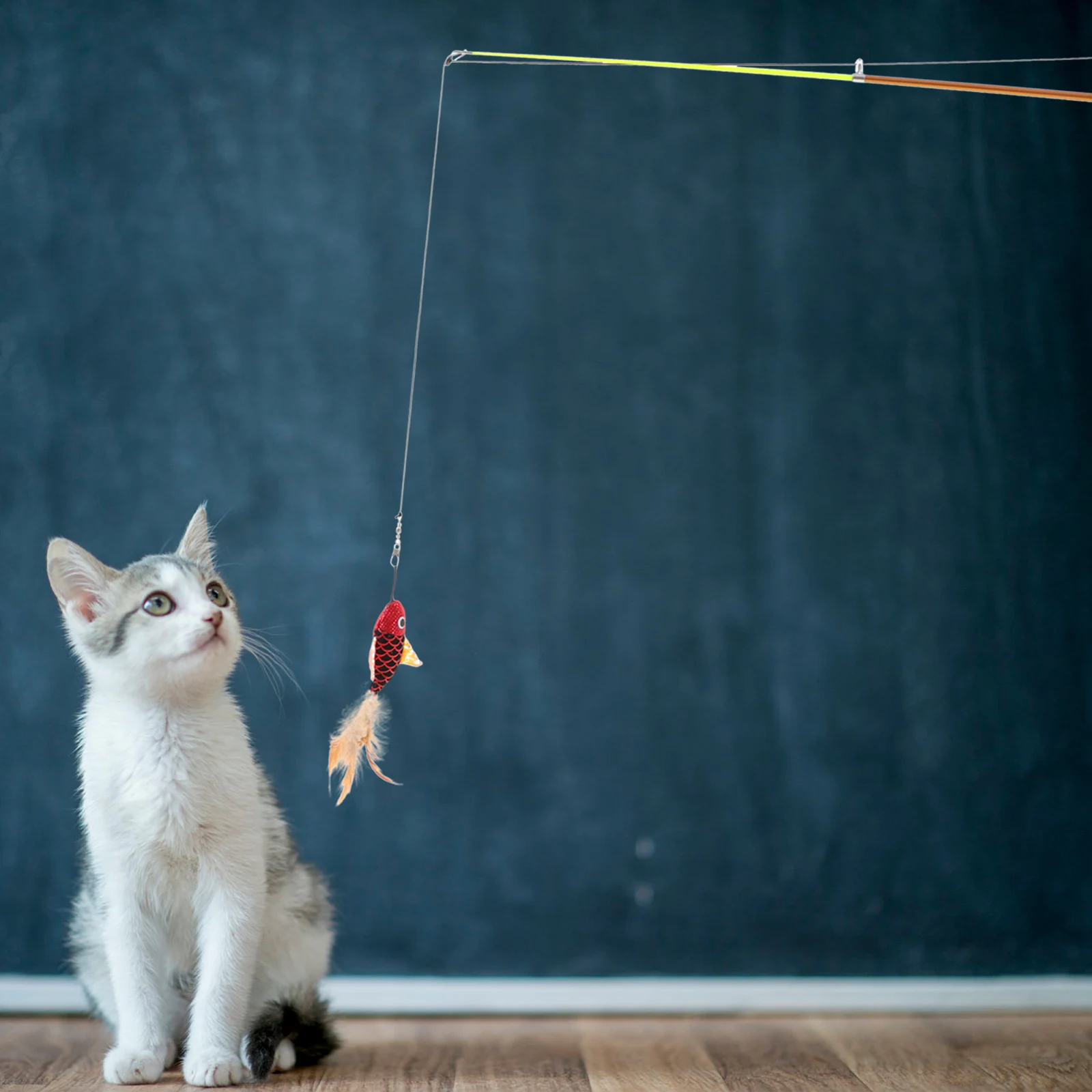 

Fishing Rod Cat Teaser Stick Wand Toy Retractable Interactive Toys for Cats Kitten Silica Play Fine Workmanship