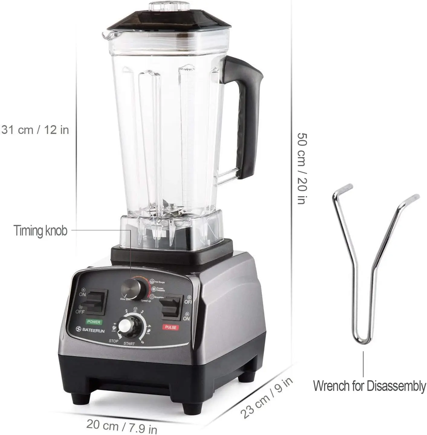 Professionele Aanrechtblender, 2200W High Speed Smoothie Blender Voor Shakes En Smoothies, Commerciële Blender Met Tim