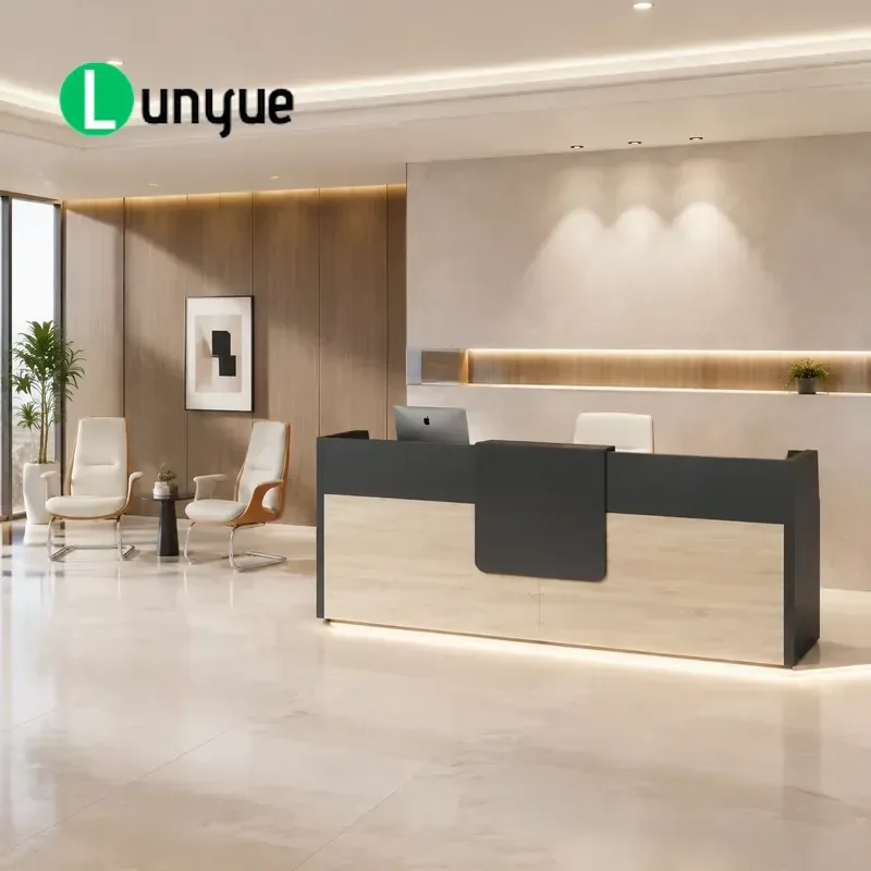 Custom Simple Modern Reception Counter Office Front Desk Checkout Table for Hotel Lobby Clinic School Hospital Furniture