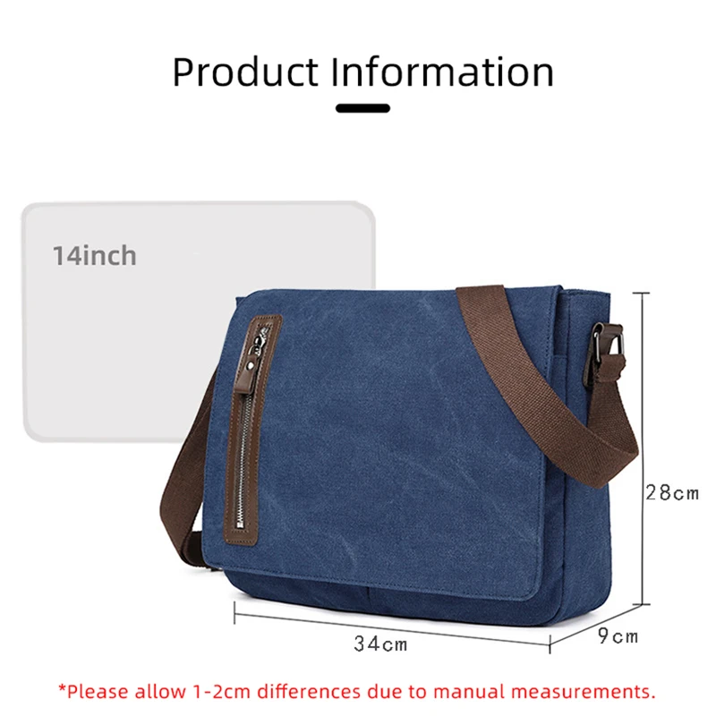 Messenger Bag Men Shoulder Canvas Business Retro Crossbody Vintage Pack Casual Trip Office Portable Travel Fashion Bags Y158A