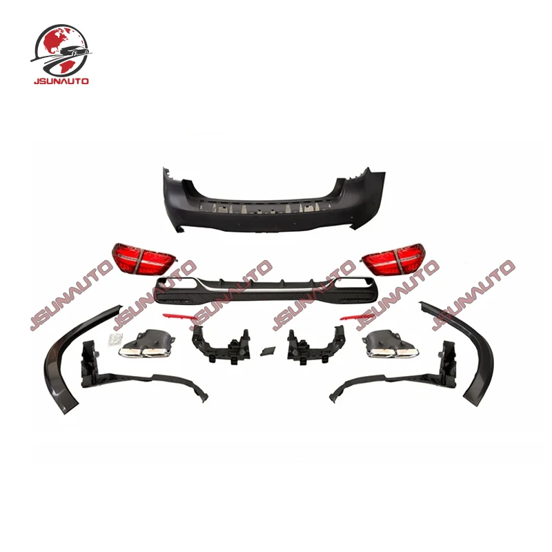 المصابيح الأمامية المصد الأمامي ، غطاء محرك السيارة ، مصابيح الذيل المصد الخلفي ، مجموعة مجددة لـ 13-15 GL63 GL500 ، GL إلى GLS63 تحويل النمط ، X166