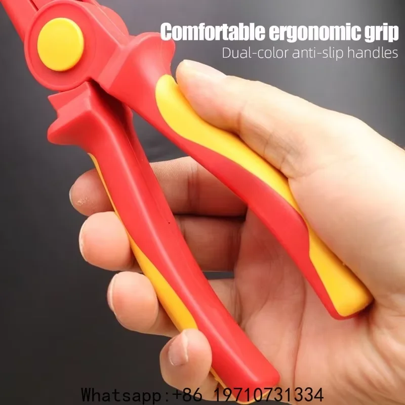 LAOA Professional 1000V Insulated Electrician Pliers VDE Certified Full Plastic Anti-Shock Wire Cutter Needle Nose Pliers