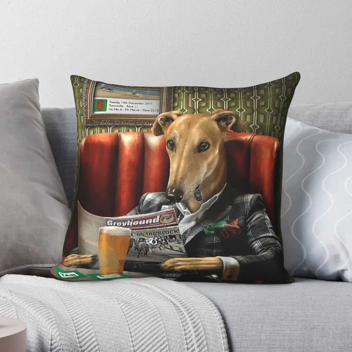 Greyhound Dog Portrait Rusty Pillowcase Polyester Linen Velvet Creative Decor Throw Pillow Case Sofa Seater Cushion Cover 18