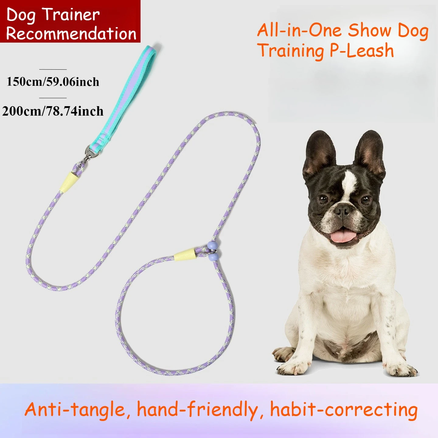 360-degree rotation No Tangle Dog Leash With Limit Buckle, Adjustable Anti-Knot Pet Walking Lead