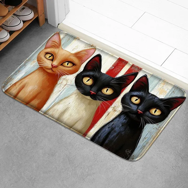 Niedliche Fußmatte mit Katzenmuster, rutschfeste Eingangsmatte, platziert am Eingang, eine Willkommens-Fußmatte, dekoriert mit Kätzchenmustern