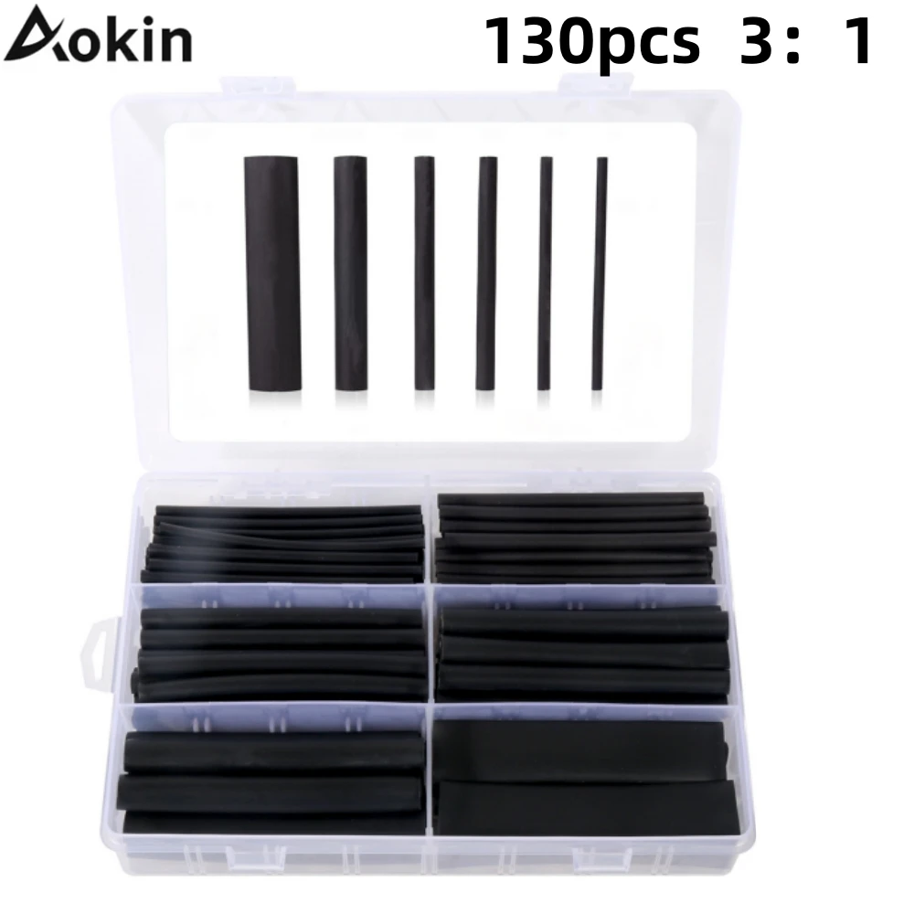 130pcs 3:1 Heat Shrink Tubing Kit Cable Sleeving, Household Electrical 130 PCS 3:1 Wire Shrink Wrap Tubing Shrink Wrap Tubing