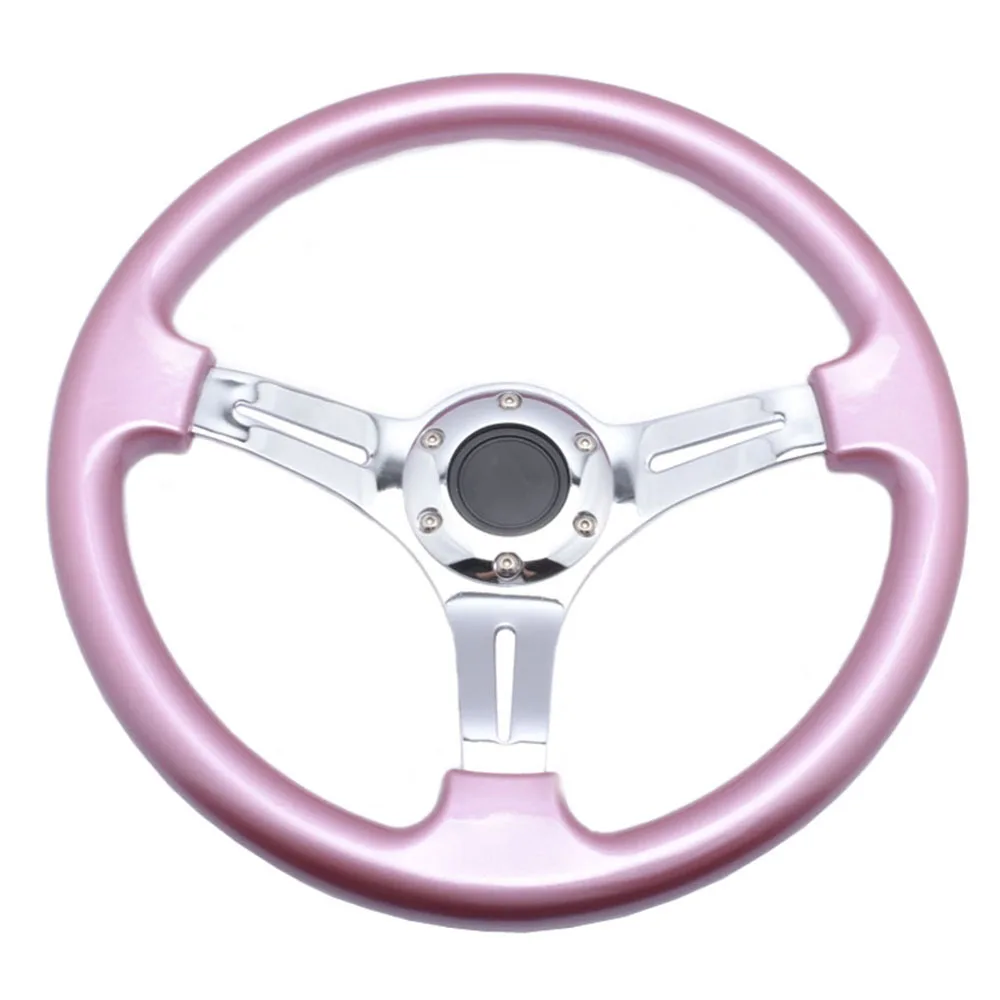 ABS chrome classic steering wheel , pink racing steering wheel, silver colored steering wheel