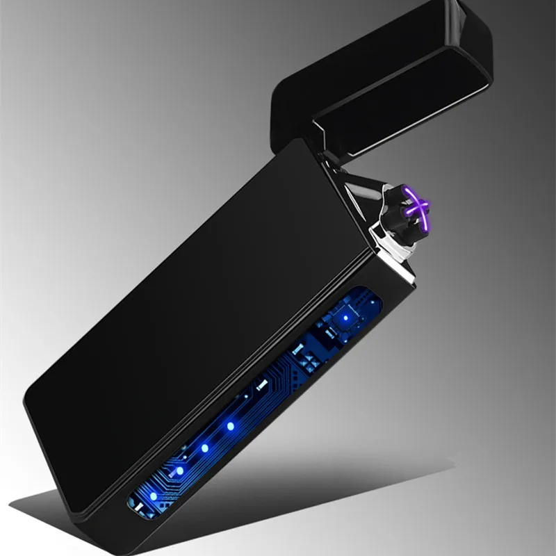 Imagem -03 - Corvo Espada Elétrica à Prova de Vento Isqueiro Metal Duplo Arco Flameless Plasma Recarregável Usb Mais Leve Led Power Display Sensor Toque