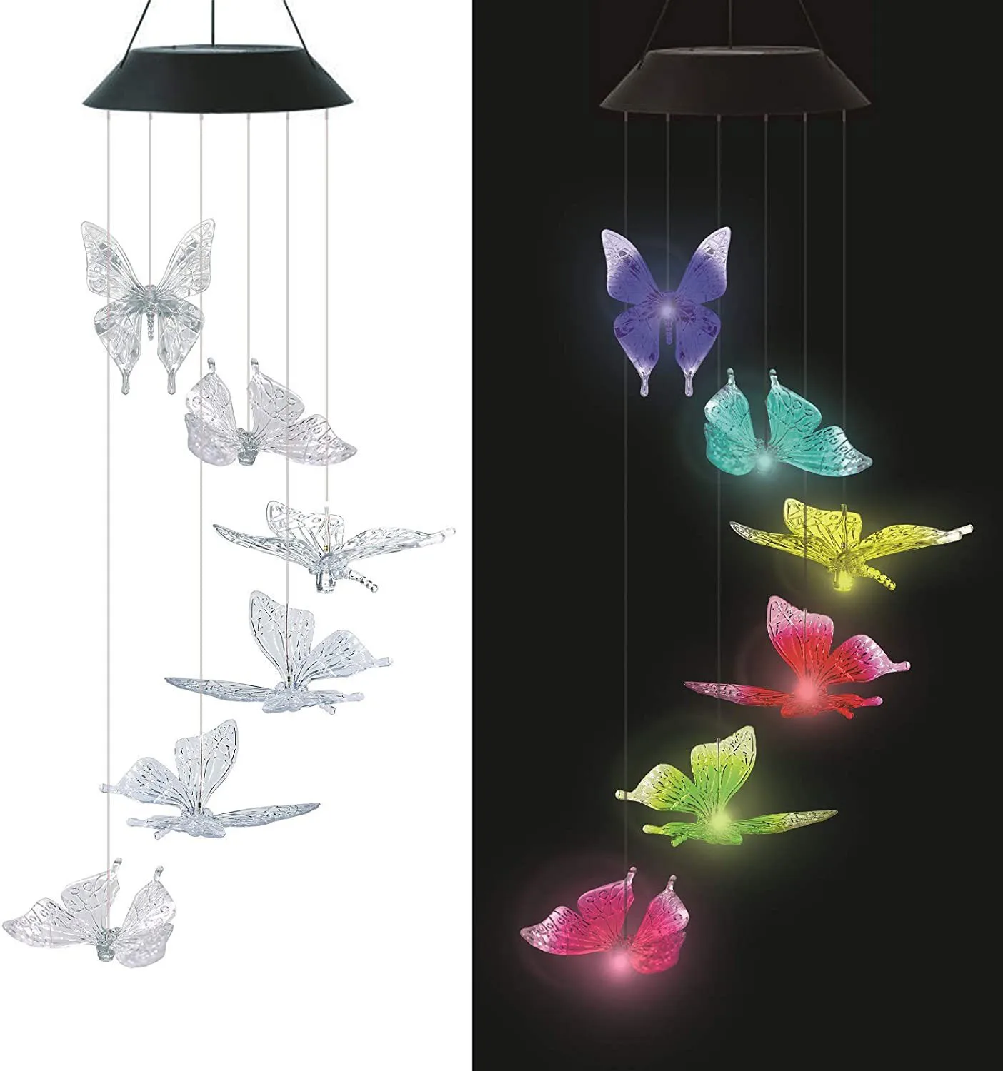 

1PC Led Color Changing Butterfly Solar Wind Chimes Outdoor Waterproof Birthday Gifts For Garden Yard Outdoor Lights