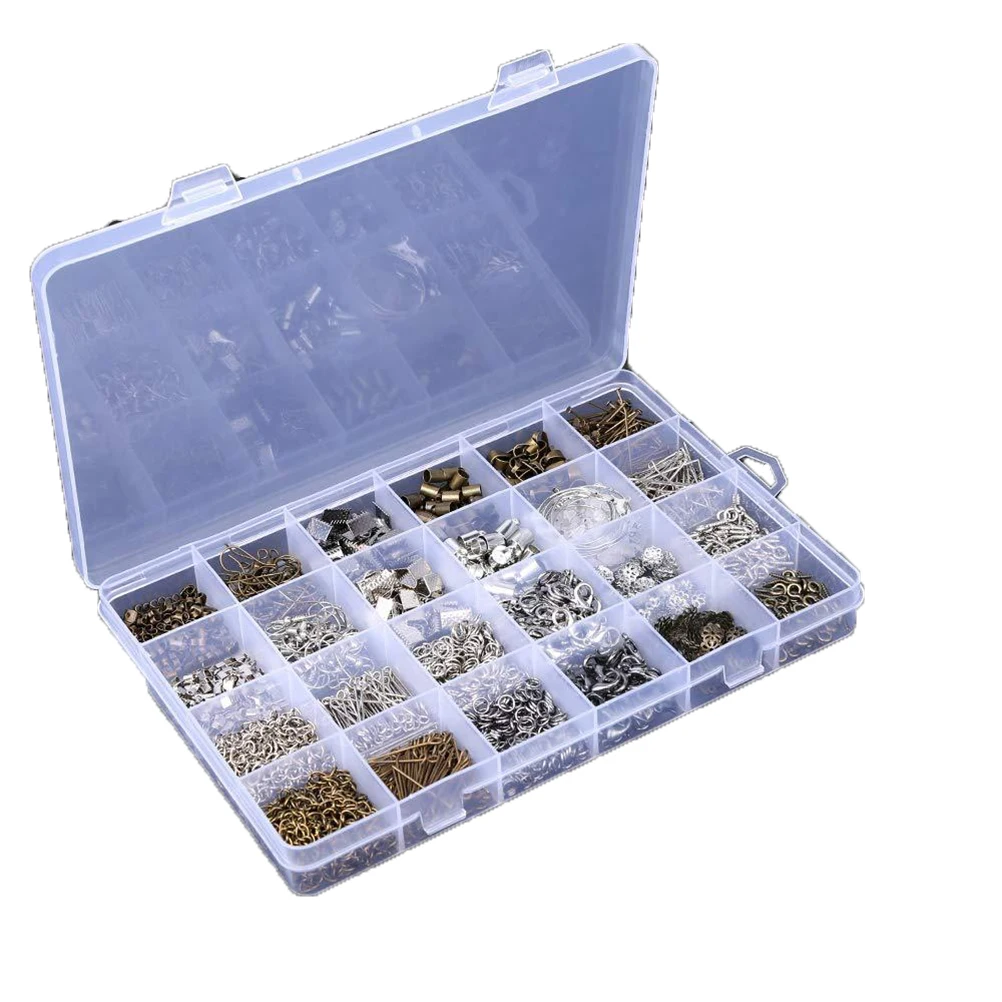 

Diy Jewelry Making Kit 24-Compartment Storage Box Black Waxed Cotton Cord Tweezers Tools For Choker Bracelet Necklace