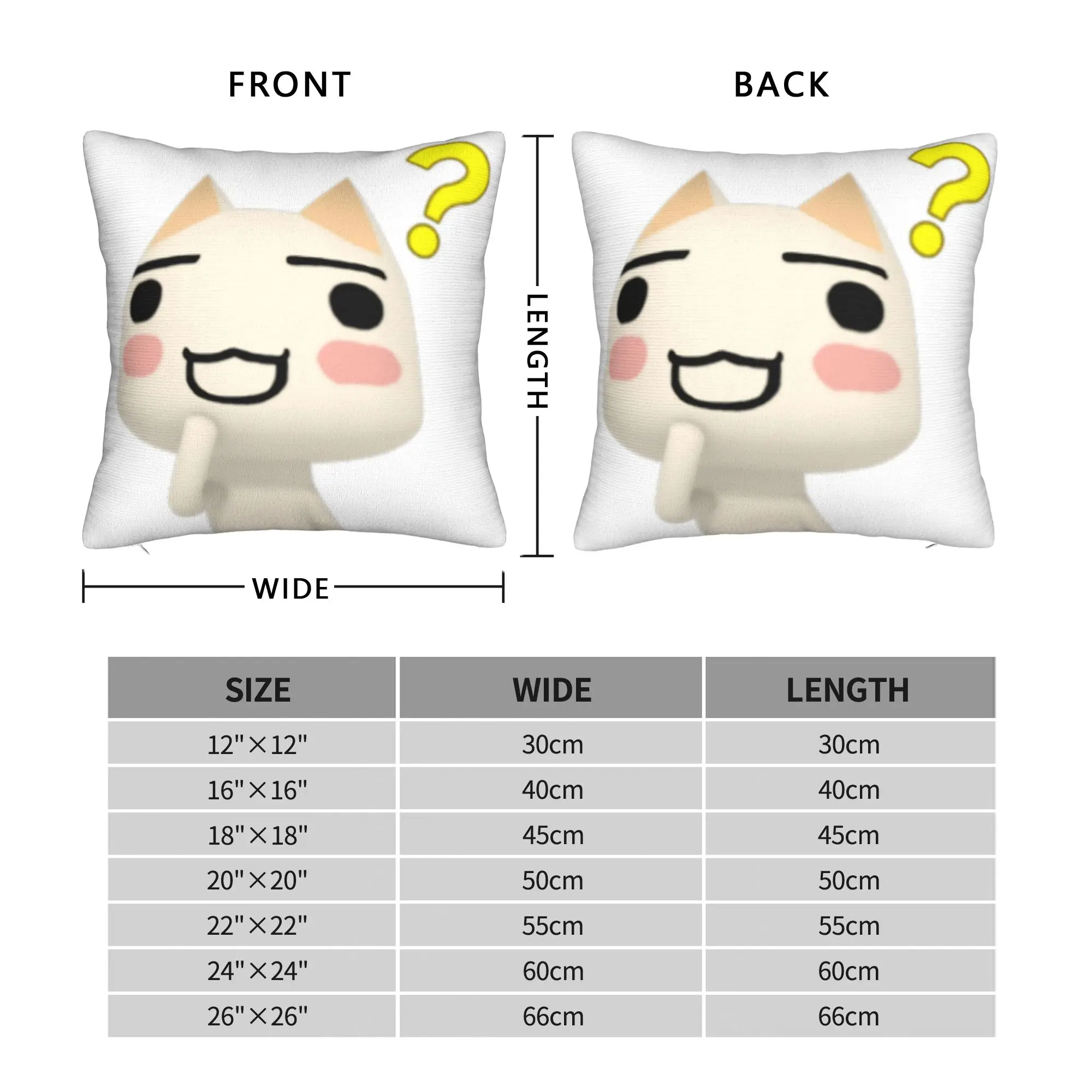 Toro Inoue Cat Square Pillow Cases Kawaii Neko Cushion Covers Awesome Polyester Decor Pillowcover for Home 40x40cm