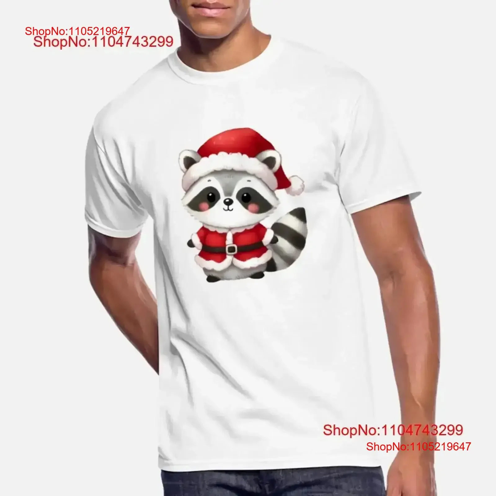 Raccoon in Santa Costume Cute Christmas Motif T Shirt vintage Washed Slightly Stretched homme Soft designer clothes vintage