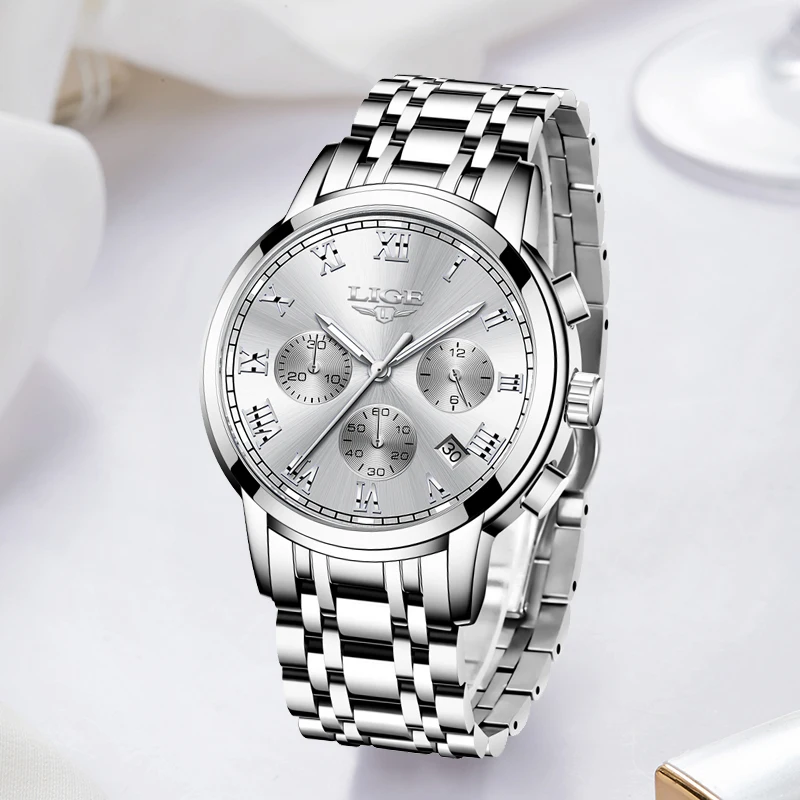 LIGE New Fashion Luxury Women Watch Waterproof Quartz Ladies Watches Business Steel Band Casual Bracelet Date Clock Wristwatches