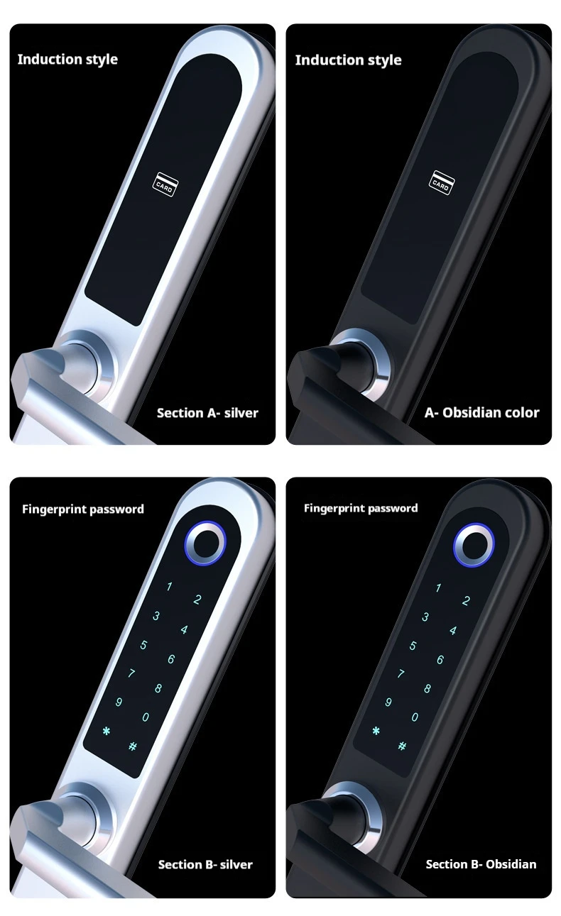 Multi-Functional Smart Door Lock for Aluminum Alloy Doors with Fingerprint, Code, Card and Key Unlock Options