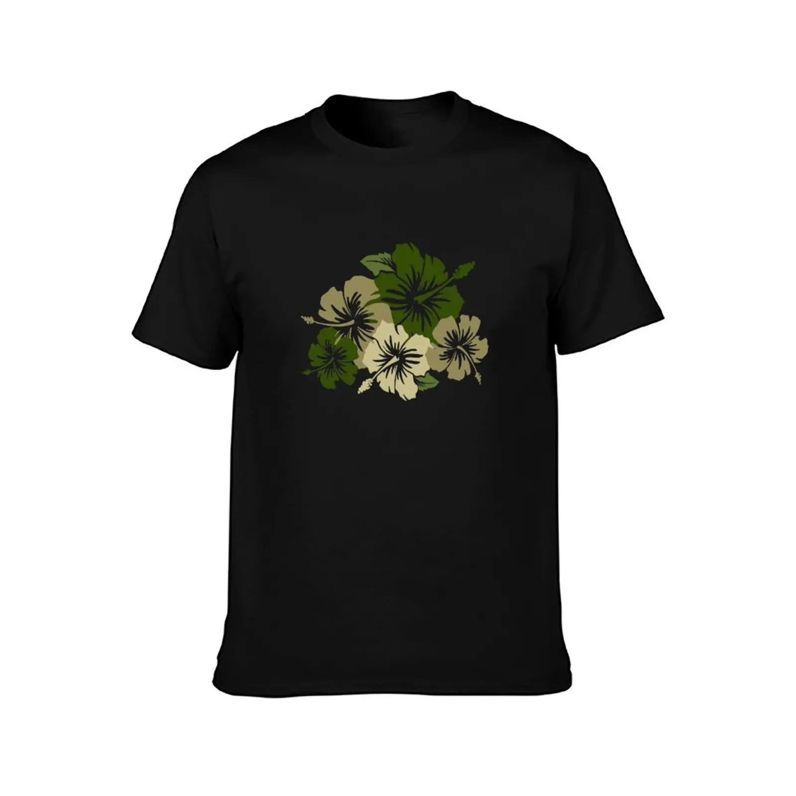 Epic Hibiscus Hawaiian Floral Aloha Shirt Print - Olive Green T-Shirt, Summer Casual Cotton Tee, Oversized Streetwear Tops