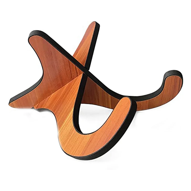 

B72A Wooden Stand X Frame Style Portable String Instrument Stand with Soft Rubber Cover for Acoustic Classical Bass Guitar