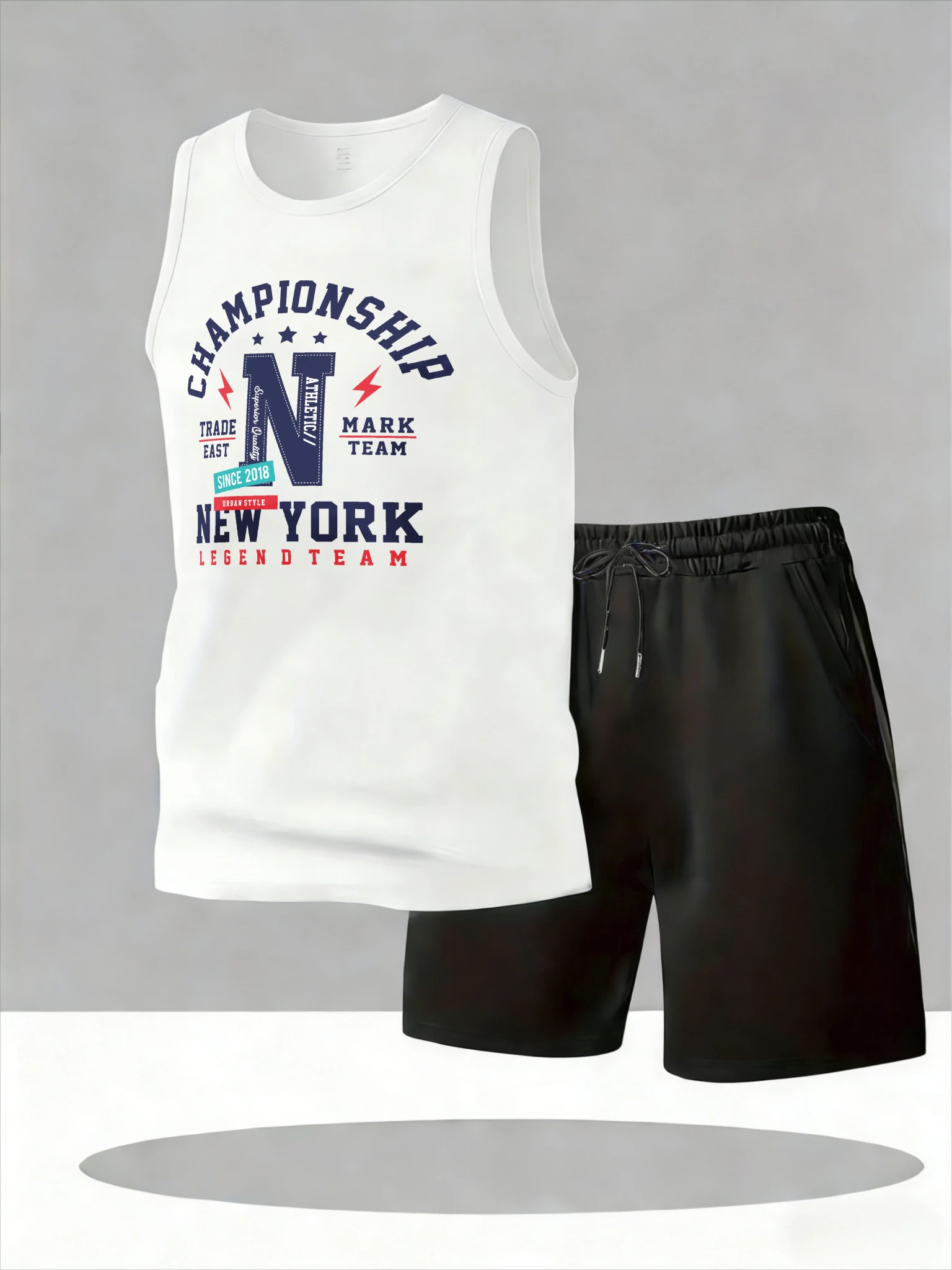 

Men's Tank Top Sets 2026 Summer Quick drying men's tracksuit two-piece set beach sports Breathable crewneck oversize running