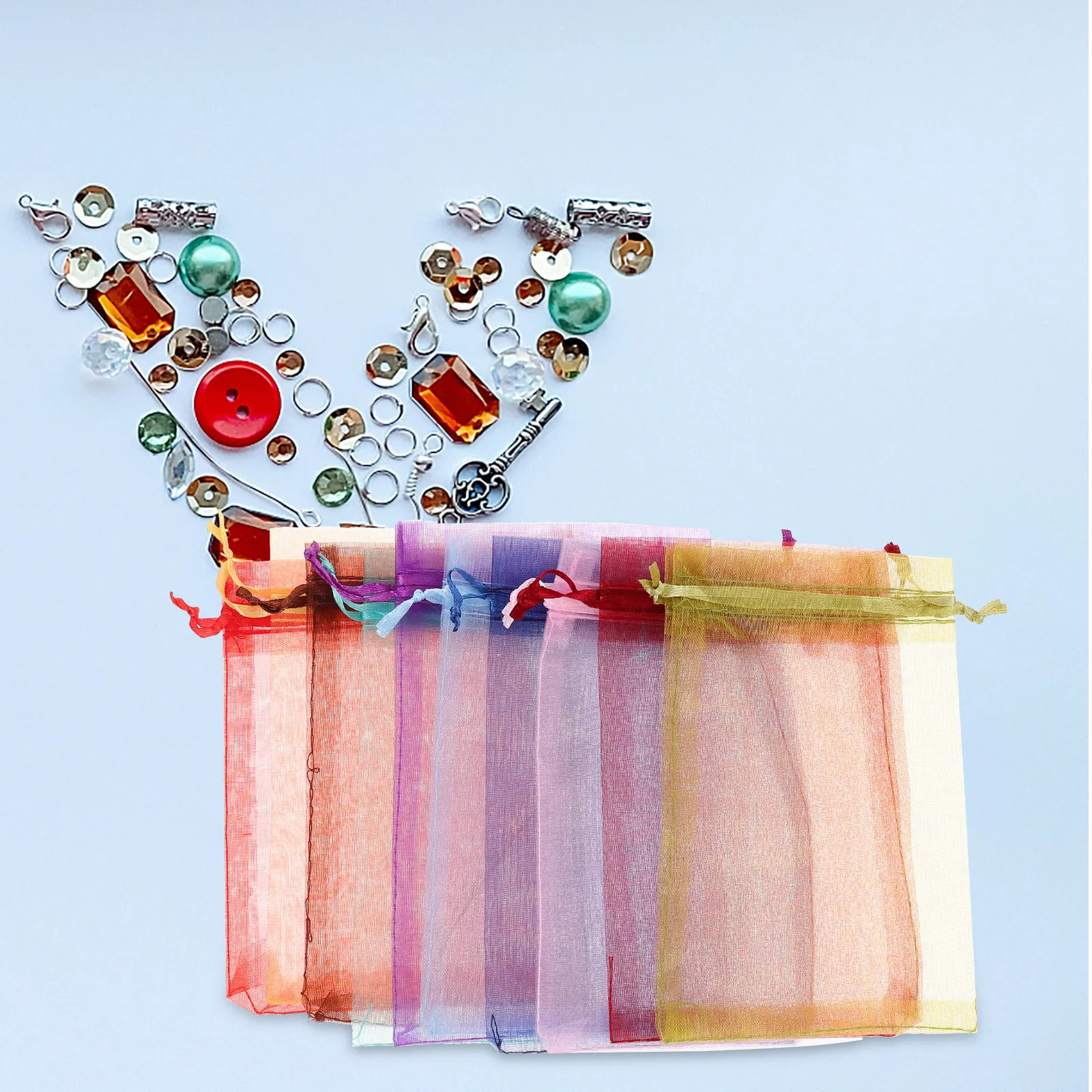 

100 шт. маленьких мешочков из органзы на завязках, подарочные пакеты для украшений, упаковка для подарков, мешочки для сувениров на День рождения, Рождество, Новый год, для свадебного торжества