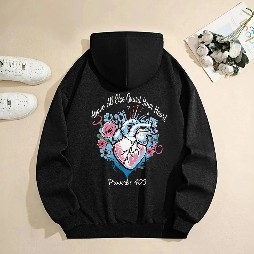 Cool Heart Graphic Hoodies Y2K Clothes Oversized Street Fashion Casual Loose Fit Unisex Clothing Comfort Color Wearing