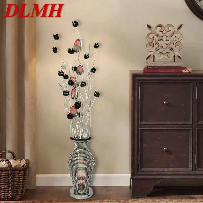 DLMH-Modern Floor Lamp for Living Room Bedroom Hotel, Fio de Alumínio de Engenharia, LED Decorativo Standing Light, Fashionable Art