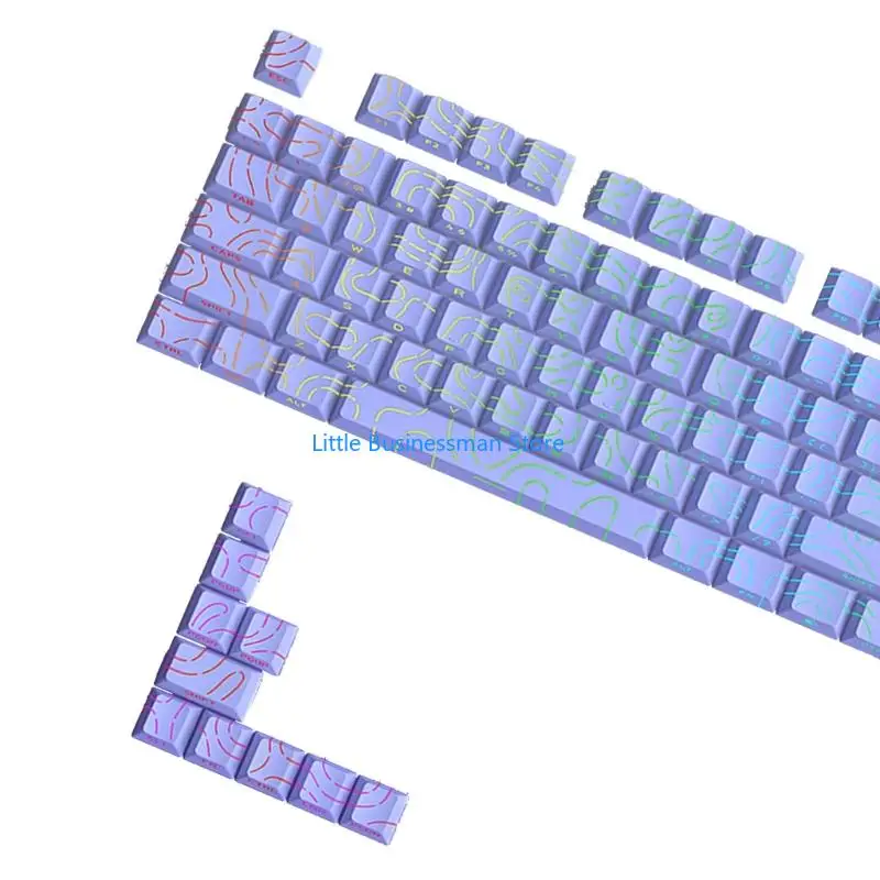 Professionelle 97-Tasten-PBT-Tastenkappen mit seitlichem Druckdesign und erstklassiger Verschleißfestigkeit für Gamer M76A – Detail 8