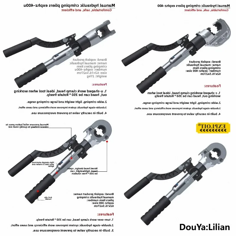 Multi Functional Manual Hydraulic Crimping Pliers Electrician Special Copper Nose Wire Clamping Terminal Block Clamping Pliers