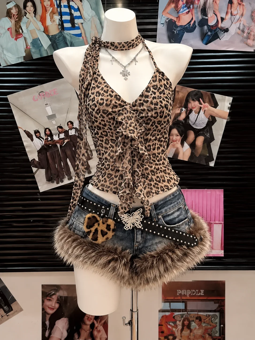 Y2K Punk Subculture Women Two Piece Sets Crop Top Shorts Retro Harajuku Streetwear Korean Fashion Vintage Casual Outfit