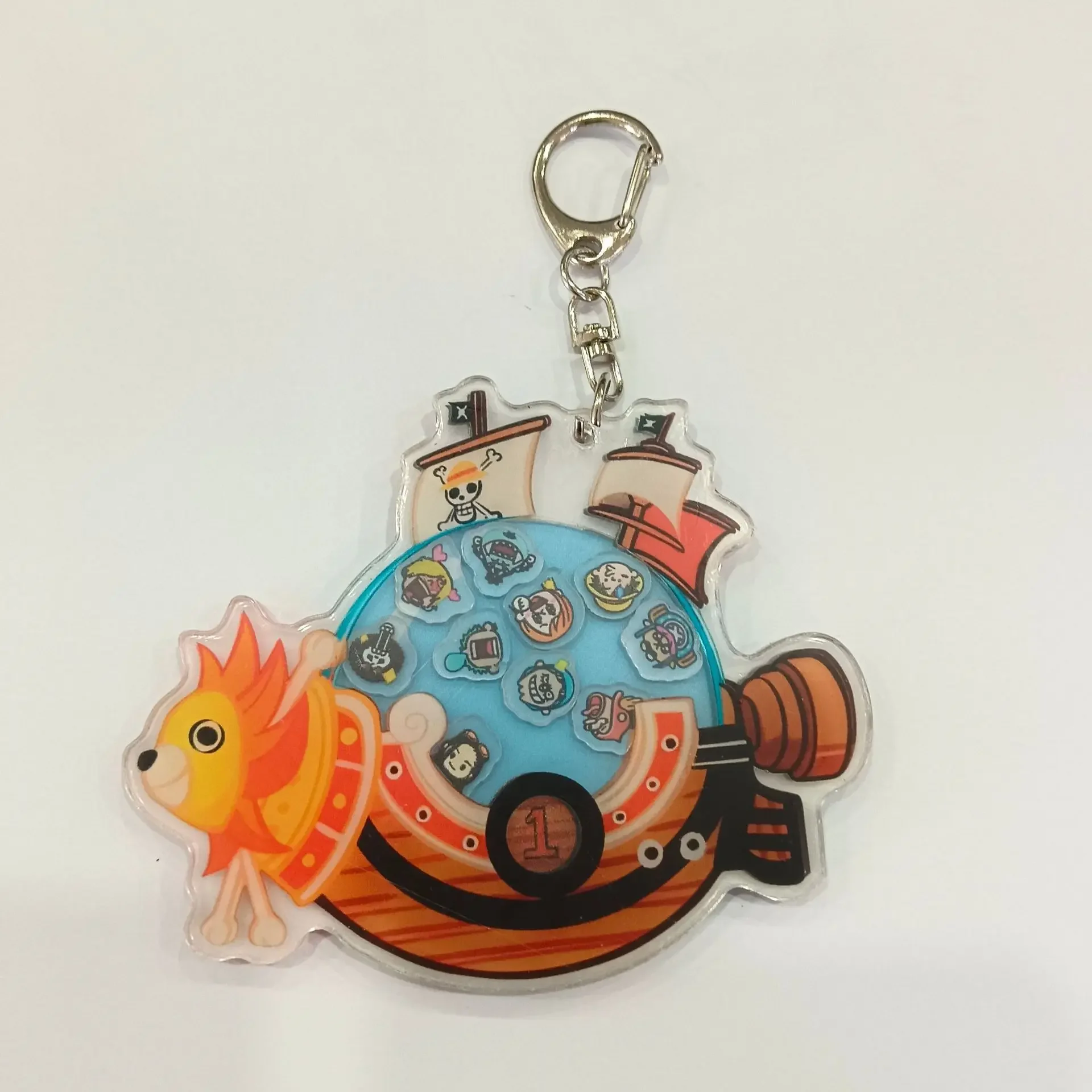 Cartoon One Piece Luffy Acrylic Keychain Toys Straw Hat Funny Anime Shakeable Keychain Pendant Backpack Decorations Kids Gifts