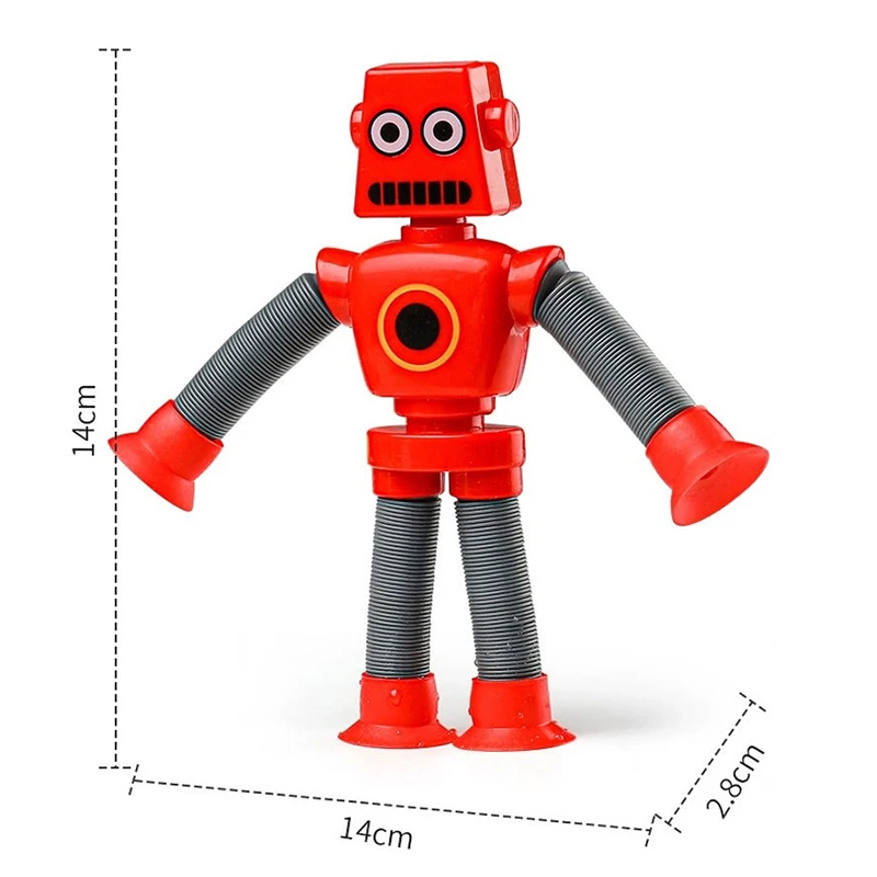 Changeable Robot Design Pop Tube Bendable Flexible Toy LED Stress Relief Stretch Fidget Pop Sucker Decompression Toy