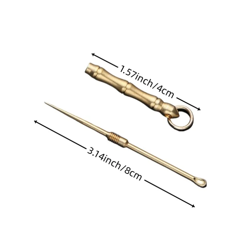 Brass ear spoon keychain, ear-picking tool, ear scoop for digging ears, bamboo-joint single or double use keychain pendant