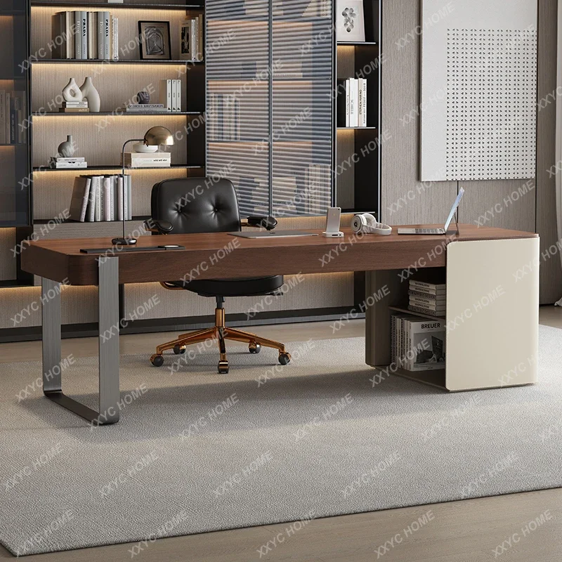 

JJItalian Minimalist Solid Wood Study Computer Desk Modern Minimalist Light Luxury High-end Boss Desk