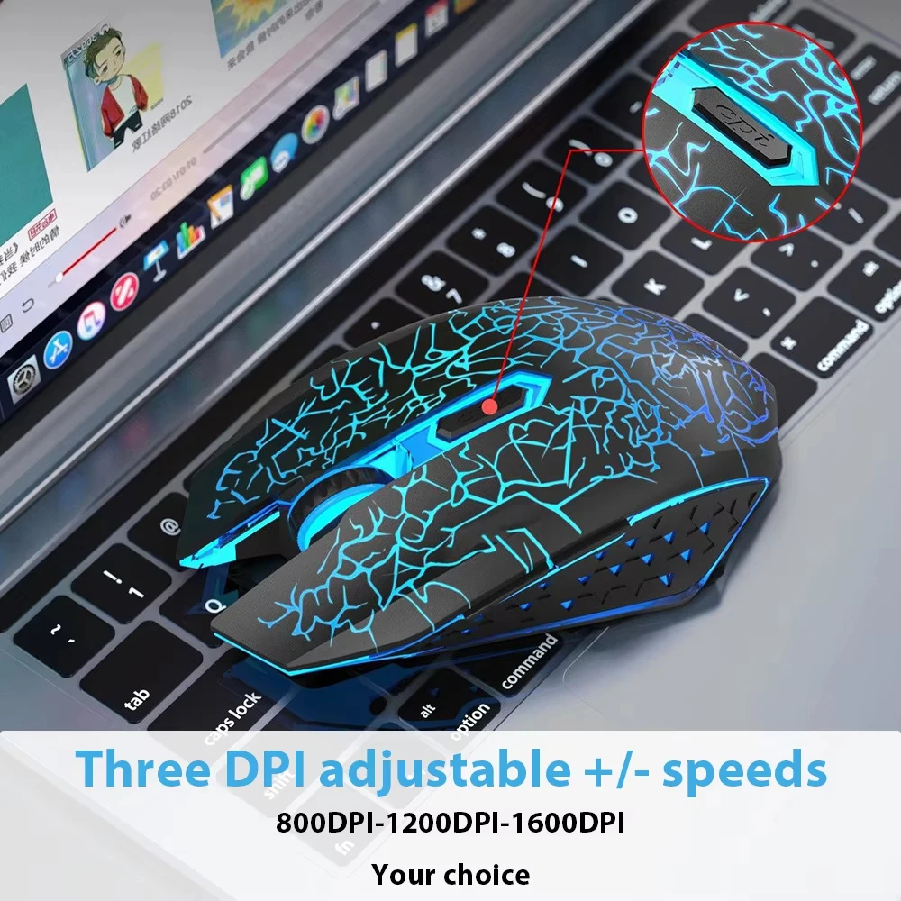 Wireless Mouse Bluetooth 2.4G Dual-mode Rechargeable Mouse RGB Backlight E-Sports 800-1200-1600 DPI Mice for PC Laptop Macbook