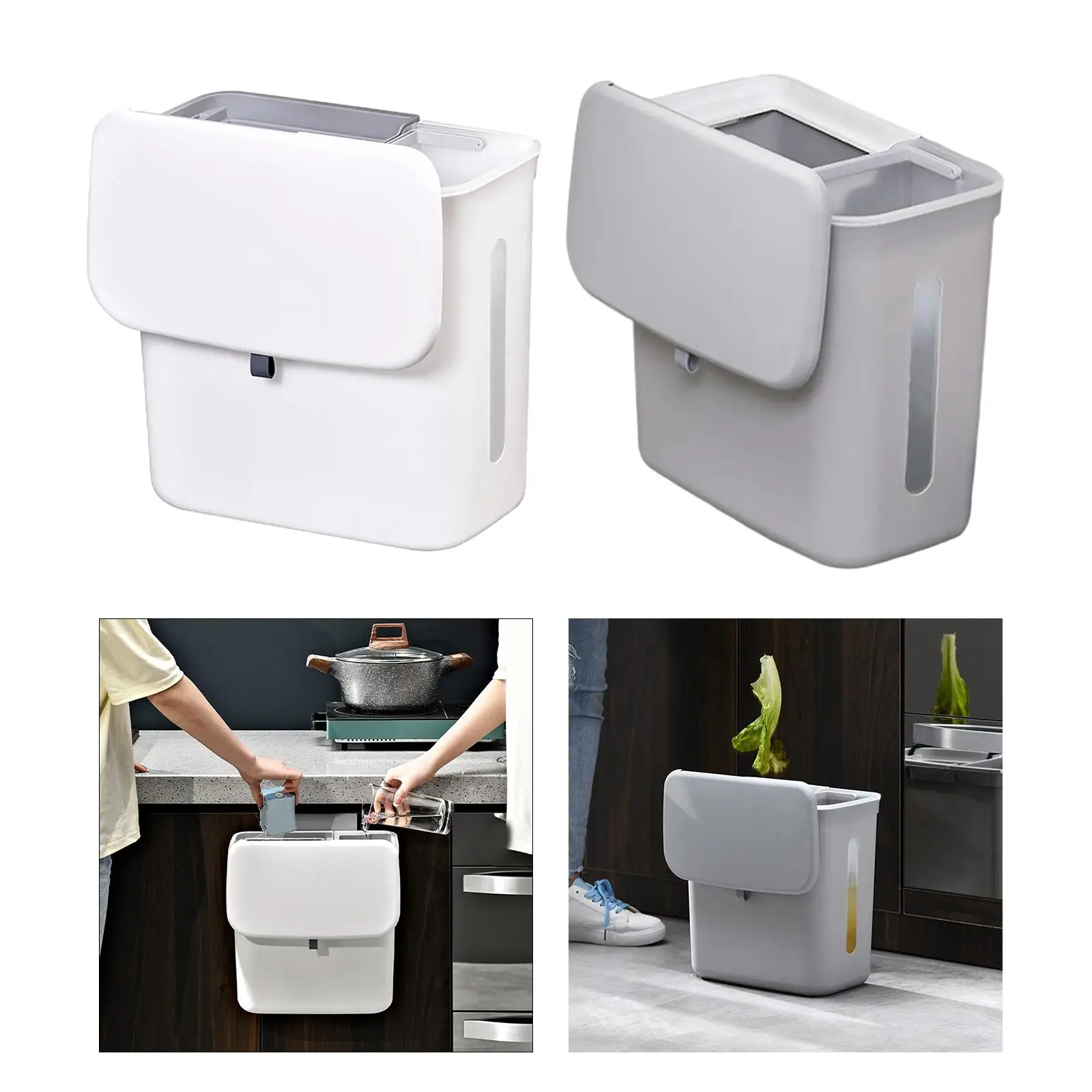 Hanging Kitchen Waste Bin 9L Wet and Dry Separation Bin with Lid Toilet Dorm