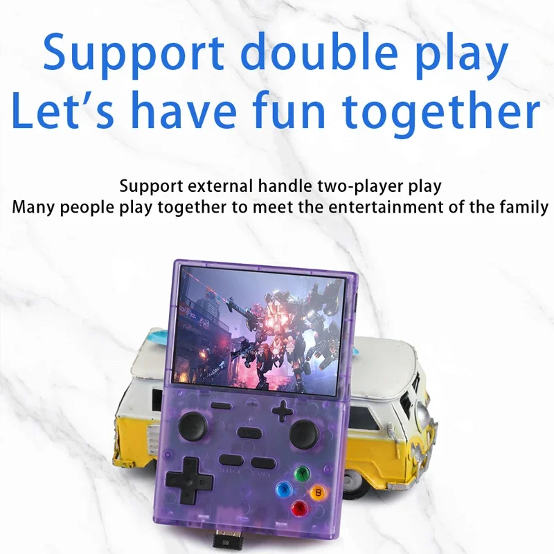 New 3.5-inch IPS screen Linux system handheld game console XGB35 double-player handheld nostalgic P transparent purple gift