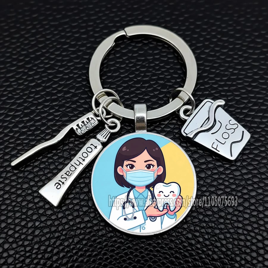 Creative Keychains Teeth Toothpaste teeth care keychains male and female dentists nurses jewelry gifts wholesale
