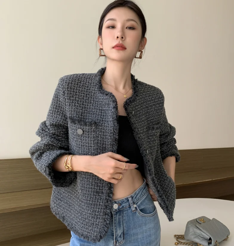 

Короткая куртка с кисточками, женский вязаный кардиган во французском стиле с грубым цветочным принтом, свободный элегантный топ с длинными рукавами на осень и зиму