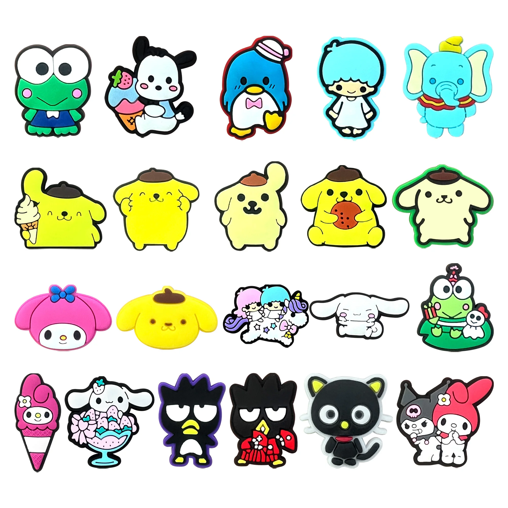 

HOT SALE New Sanrio Shoe Charms PVC Accessories DIY Garden Sandal Clog Shoe Decoration Buckle For Kids X-mas Gifts