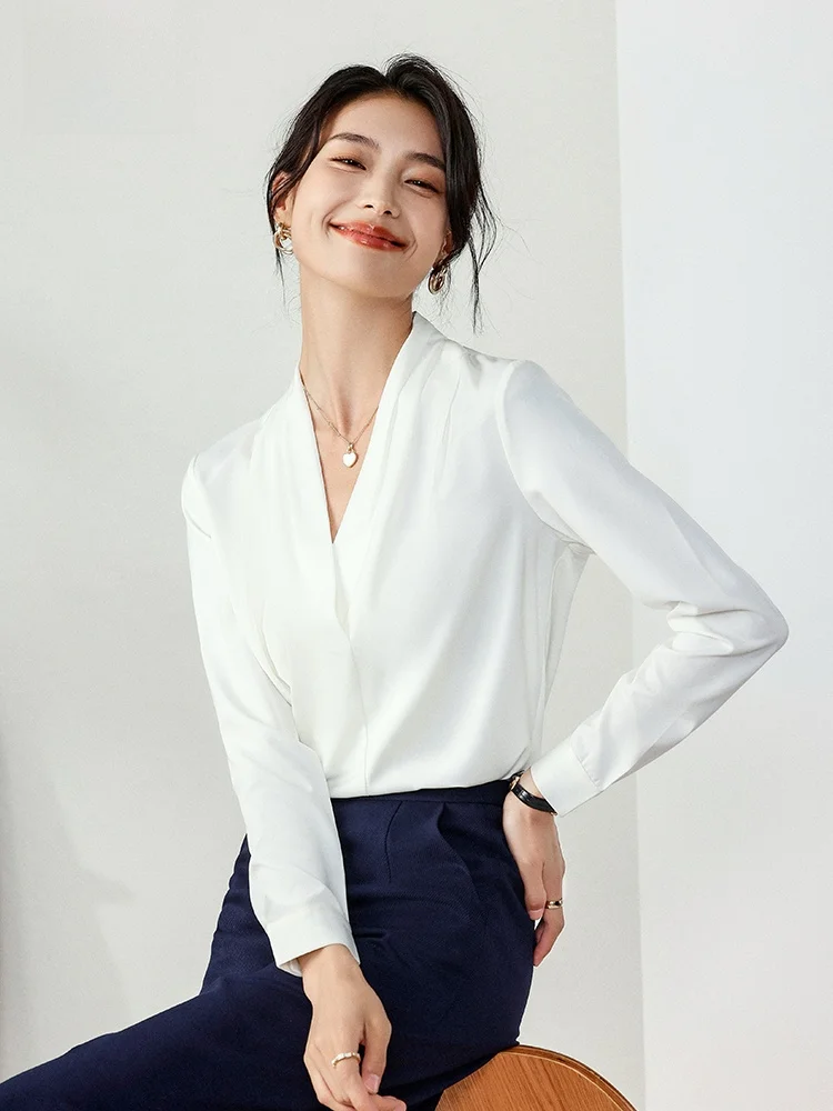 

Элегантное шифоновое платье с V-образным вырезом для женщин, весна-осень, для стюардесс, высококачественное, модное, деловое, профессиональное...