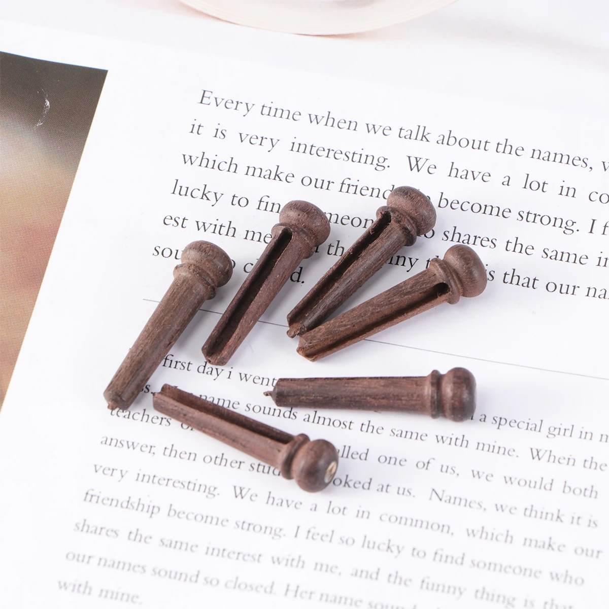 

6pcs Guitar Bridge Pin Set Rosewood Brown For Acoustic Guitar Replacement Portable Wood End All Brands
