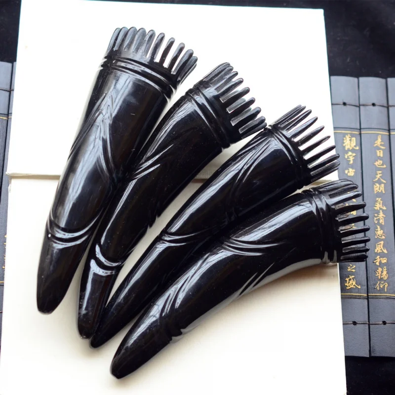 Natural Yak Horn Shampoo Comb Shampoo Cleaning Hair Comb Head Massage Comb Black Horn Shampoo Comb