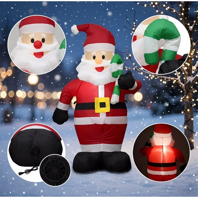 Inflatable Santa Claus LED Lighted 1.2m Christmas Inflatable Outdoor Yard Lawn Decor Holiday Party Decoration Giant Santa Decor