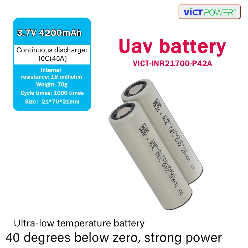 

Victpower for MOLICEL P42A 3.6V 4200mAh 21700 Rechargeable 45A Battery With Good Price INR21700 P42A