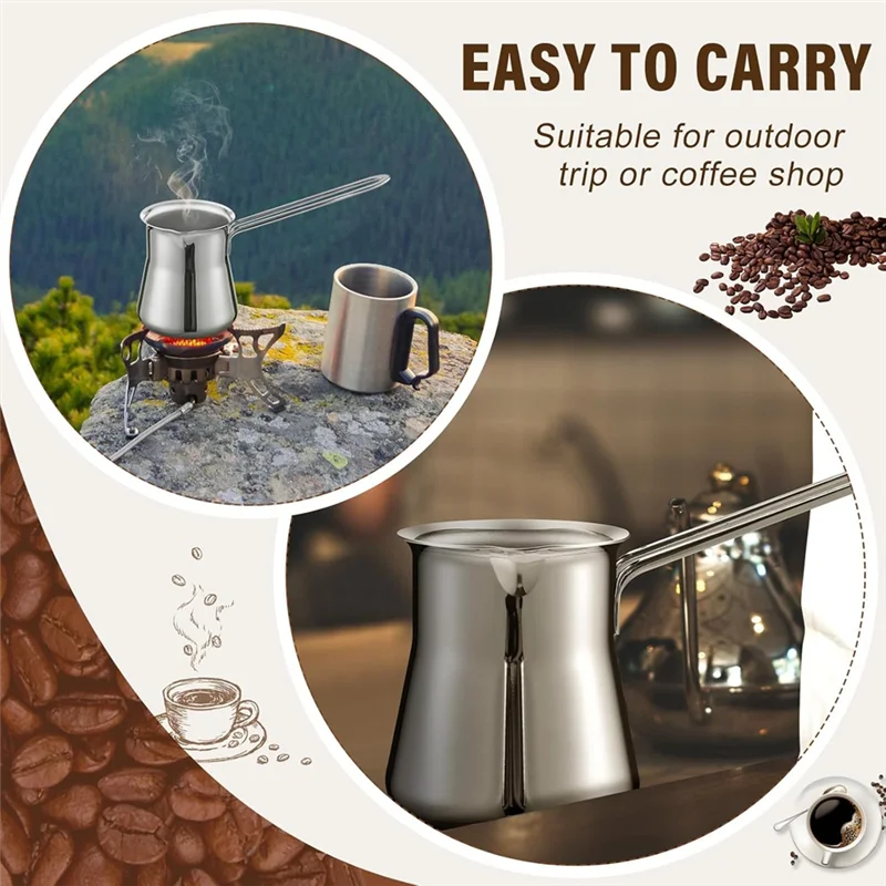 2 Pezzi Caffettiera Turca 15 Oz Chai Pentola Araba Briki Caffettiera Greca Burro di Latte Miele Cioccolato Melt Warmer Pentola-[Qahk]