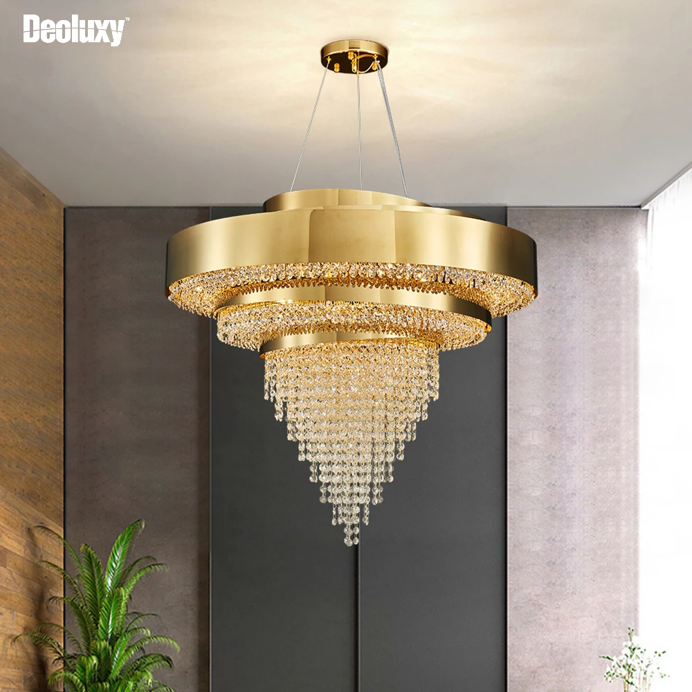 

DEOLUXY Modern crystal chandelier for living room home decor gold hanging light fixture creative design led cristal lustre