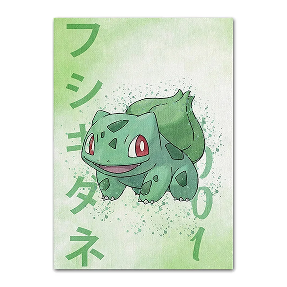 Pokémon Pikachu Frameless Canvas Painting Poster Little Fire Dragon Cartoon Anime Interior Decoration Painting Gift