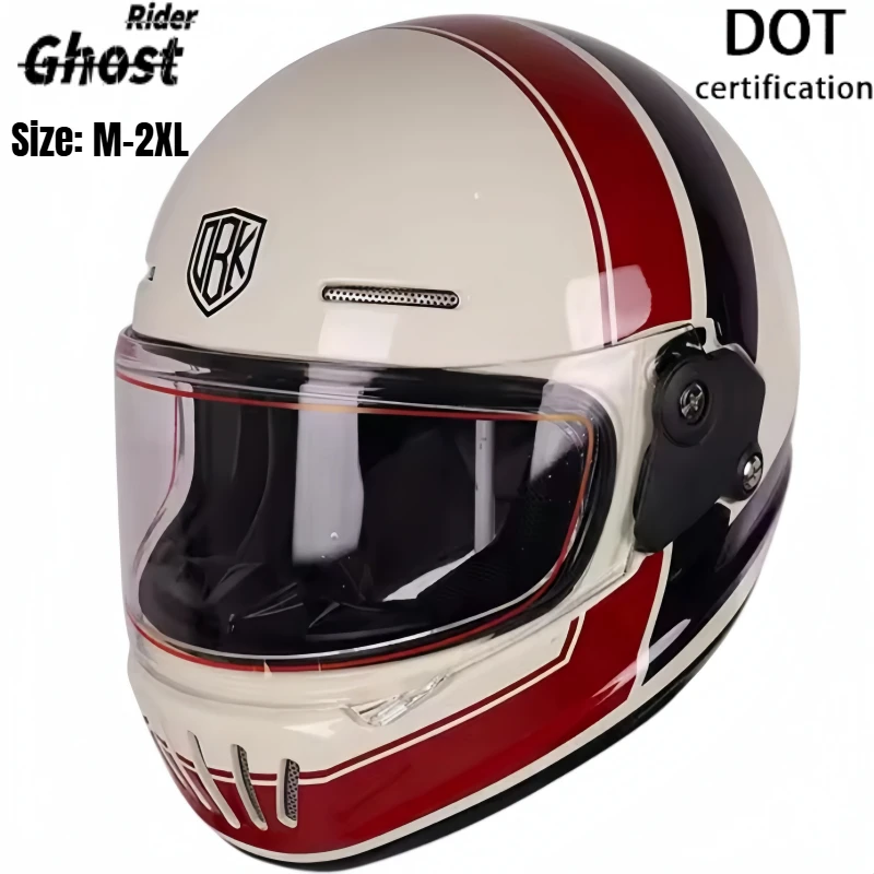 Unisex Adult Vintage Retro Full Face Motorcycle Helmet, DOT Approved Cruiser Motorbike Riding Helmet for Adult Riders