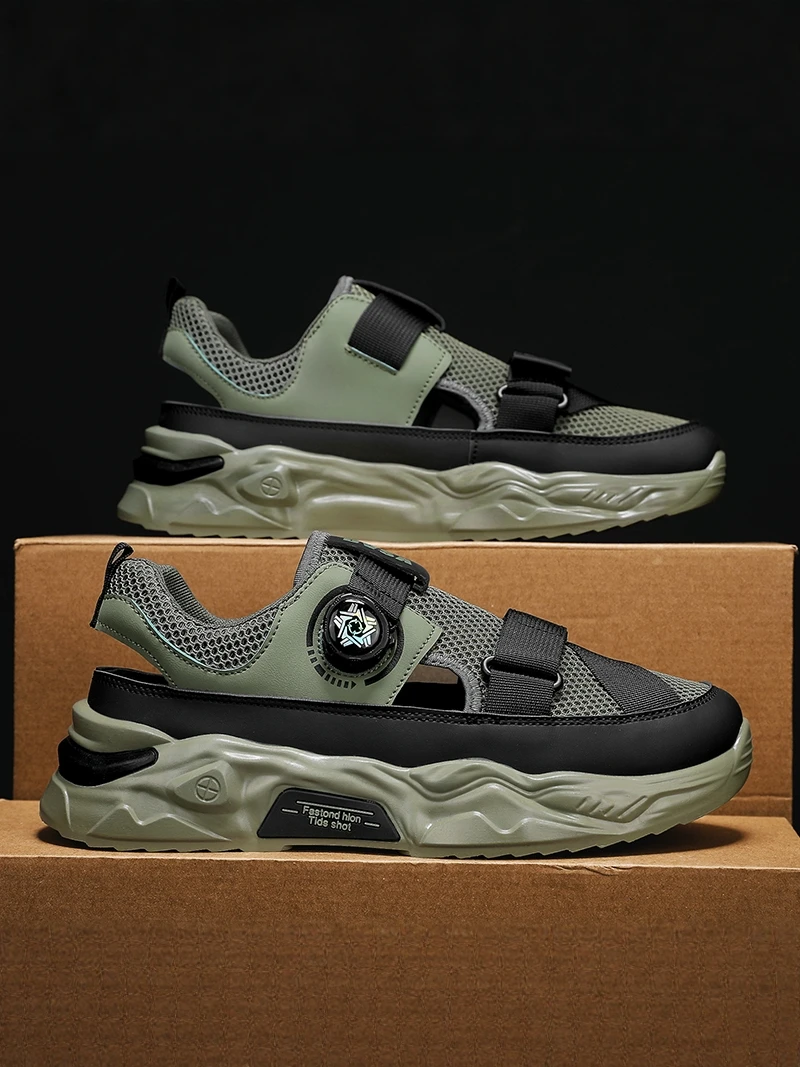 

Men's Summer Anti-Slip Breathable Hollow Mesh Sandals Outdoor Sports Casual Beach Water Shoes Comfortable Wear for Students