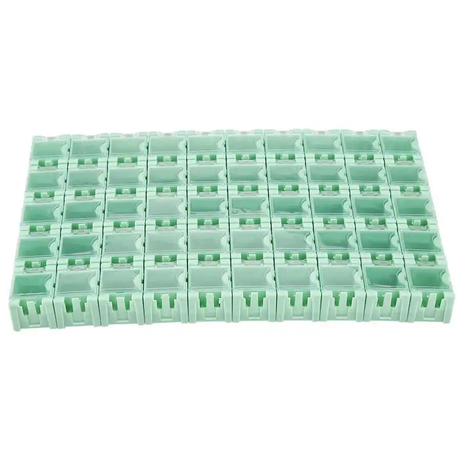 50Pcs SMT SMD Electronic Component Container Storage Boxes Electronic Components Self-locking Buckle Boxes Mini Storage Kit